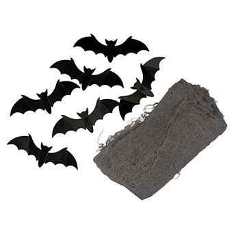 Northlight 9.75-ft. Tattered Gauze & Bats Halloween Decoration Kit