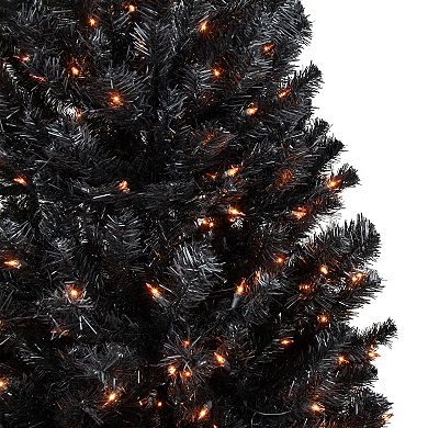 Northlight 6-ft. Pre-Lit Artificial Noble Spruce Halloween Tree with Orange Lights