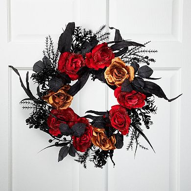 Northlight 22-in. Unlit Roses with Mixed Foliage Artificial Wreath