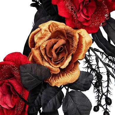 Northlight 22-in. Unlit Roses with Mixed Foliage Artificial Wreath