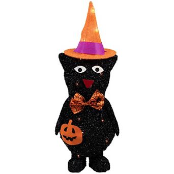 Northlight 24 in Lighted Black Cat with Witch's Hat Outdoor Halloween Decoration
