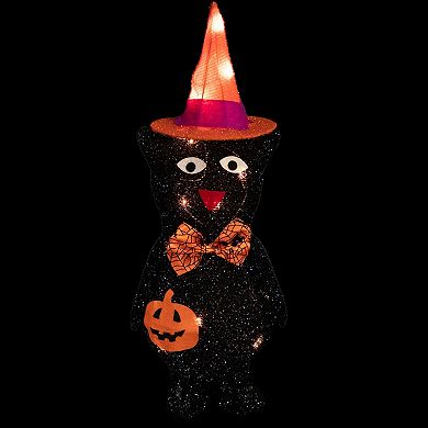 Northlight 24-in. Lighted Black Cat with Witch's Hat Outdoor Halloween Decoration