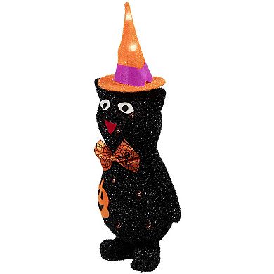 Northlight 24-in. Lighted Black Cat with Witch's Hat Outdoor Halloween Decoration