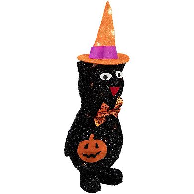 Northlight 24-in. Lighted Black Cat with Witch's Hat Outdoor Halloween Decoration
