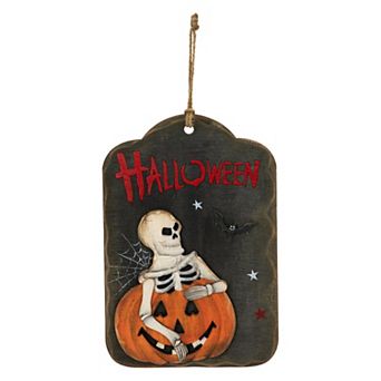 Northlight 9.75-Inch Skeleton & Jack-O-Lantern Halloween Wall Sign