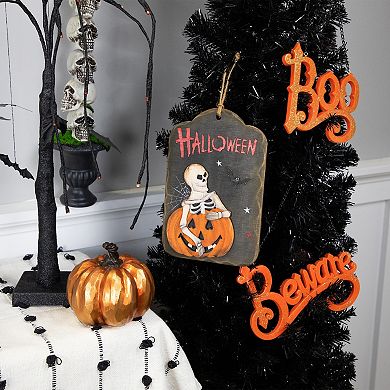 Northlight 9.75-Inch Skeleton & Jack-O-Lantern Halloween Wall Sign