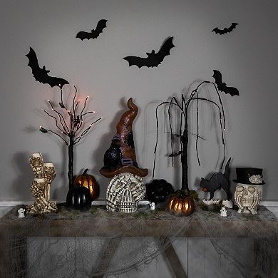 Northlight Skull in Witches Hat with Crow Halloween Table Decor