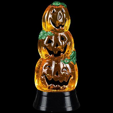 Northlight LED Lighted Stacked Jack O' Lanterns Halloween Snow Globe Table Decor