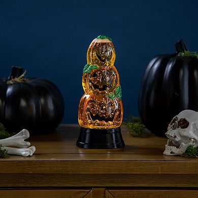 Northlight LED Lighted Stacked Jack O' Lanterns Halloween Snow Globe Table Decor