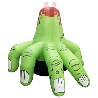 GOOSH 6 FT Halloween Inflatables Hand Blow Up Yard Scary Green Giant with Built-in LEDs