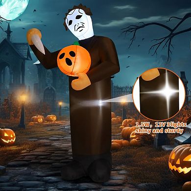 GOOSH 6FT Halloween Inflatable Scary Pumpkin Killer with Built-in LEDs