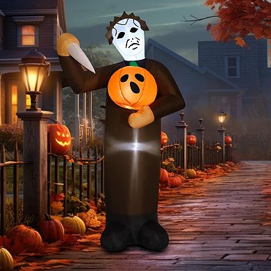 GOOSH 6FT Halloween Inflatable Scary Pumpkin Killer with Built-in LEDs