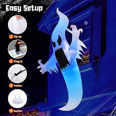 GOOSH 6 FT Halloween Inflatables Ghost Outdoor Decorations Multicolor Hanging Ghost