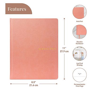 Rileys & Co Recipe Book Peach 8.5x11in Blank Recipes