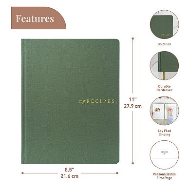 Rileys Recipe Book Green 8.5x11in Binder Blank Recipes