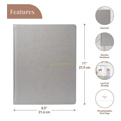 Rileys & Co Recipe Book Grey 8.5x11in Blank Journal Notebook