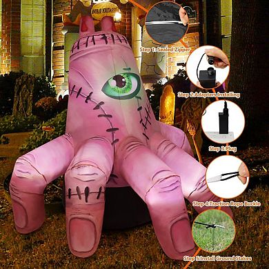 GOOSH 6 FT Halloween Inflatables Decorations Blow Up Yard Scary Giant Hand with Built-in LEDs