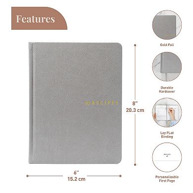 Rileys & Co Recipe Book Grey 8x6in Blank Cookbook Notebook