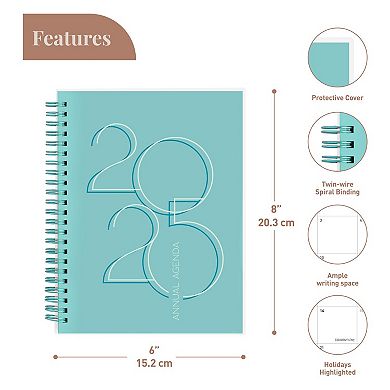 Rileys & Co 2025 Deco Planner Teal 6x8in Weekly Monthly