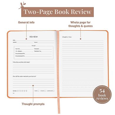 Rileys & Co Peach Reading Journal Review Log Tracker