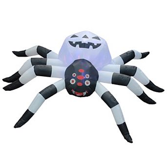GOOSH 5FT Width Halloween Inflatables Spider with Magic Light Broke Out from Window with LED Lights
