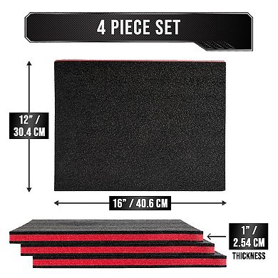 Precision Defined Tool Box Foam 16in 4pk Black Red