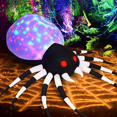 GOOSH 6 FT Height Halloween Inflatables Outdoor Spider with Magic Light, Blow Up with LED Lights
