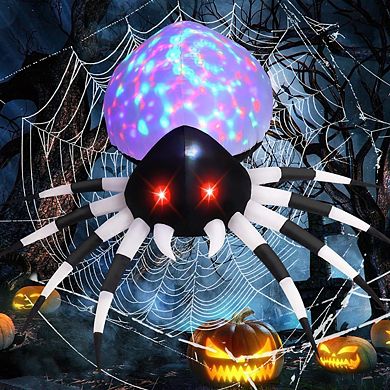 GOOSH 6 FT Height Halloween Inflatables Outdoor Spider with Magic Light, Blow Up with LED Lights