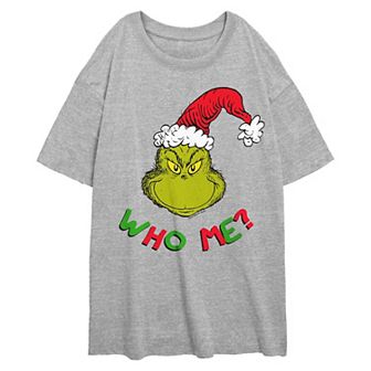 Juniors' Dr. Seuss The Grinch Who Me? Graphic Oversize Tee