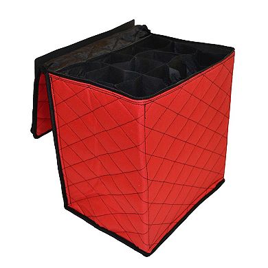Simple Living 48 Count Red & Black Quilted Zip Up Christmas Ornament Storage Tub