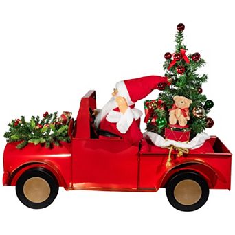 Northlight 36.5-Inch Animated & Musical Santa Driving Vintage Truck Christmas Decoration