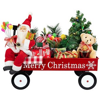 Northlight 20-Inch Lighted & Musical Santa Claus Christmas Wagon Decoration