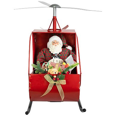 Northlight 31-Inch Lighted & Musical Santa Claus Helicopter Christmas Decoration