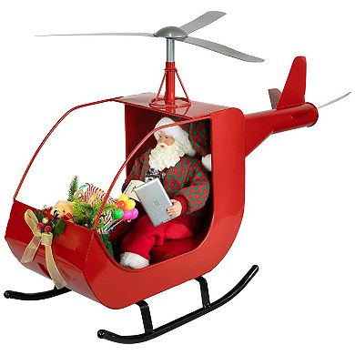 Northlight 31-Inch Lighted & Musical Santa Claus Helicopter Christmas Decoration