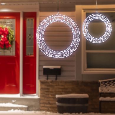 Northlight 18-Inch LED Lighted Hanging Christmas Wreath Set of 2 Decorations