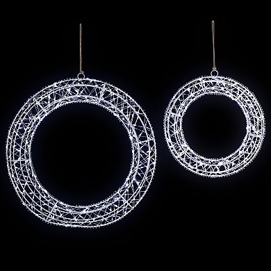 Northlight 18-Inch LED Lighted Hanging Christmas Wreath Set of 2 Decorations