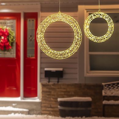 Northlight 18 Inch 2-pc. LED Lit Hanging Christmas Wreath Decorations Set