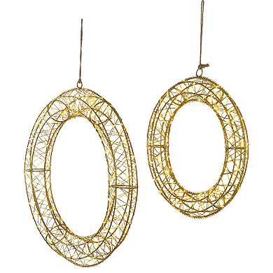 Northlight 18 Inch 2-pc. LED Lit Hanging Christmas Wreath Decorations Set