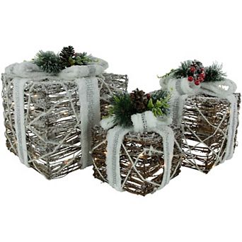 Northlight 9.75-Inch LED Lighted Gift Boxes 3 pc Table Decor Set