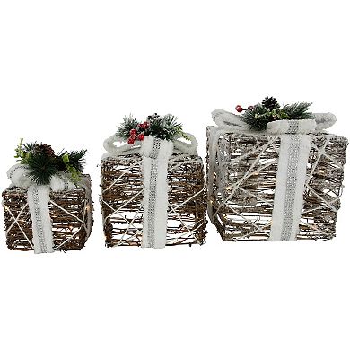 Northlight 9.75-Inch LED Lighted Gift Boxes 3-pc. Table Decor Set
