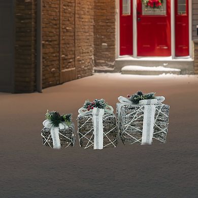 Northlight 9.75-Inch LED Lighted Gift Boxes 3-pc. Table Decor Set