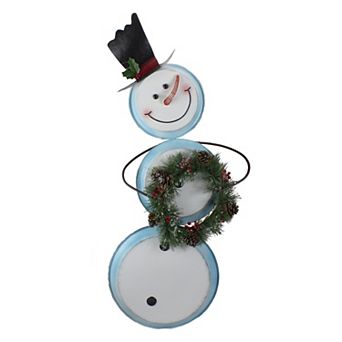 Northlight 36-Inch Metal Snowman with Wreath Outdoor Decor