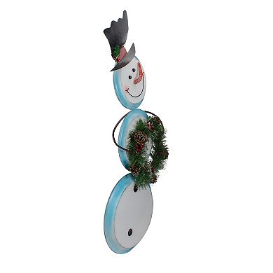 Northlight 36-Inch Metal Snowman with Wreath Outdoor Decor
