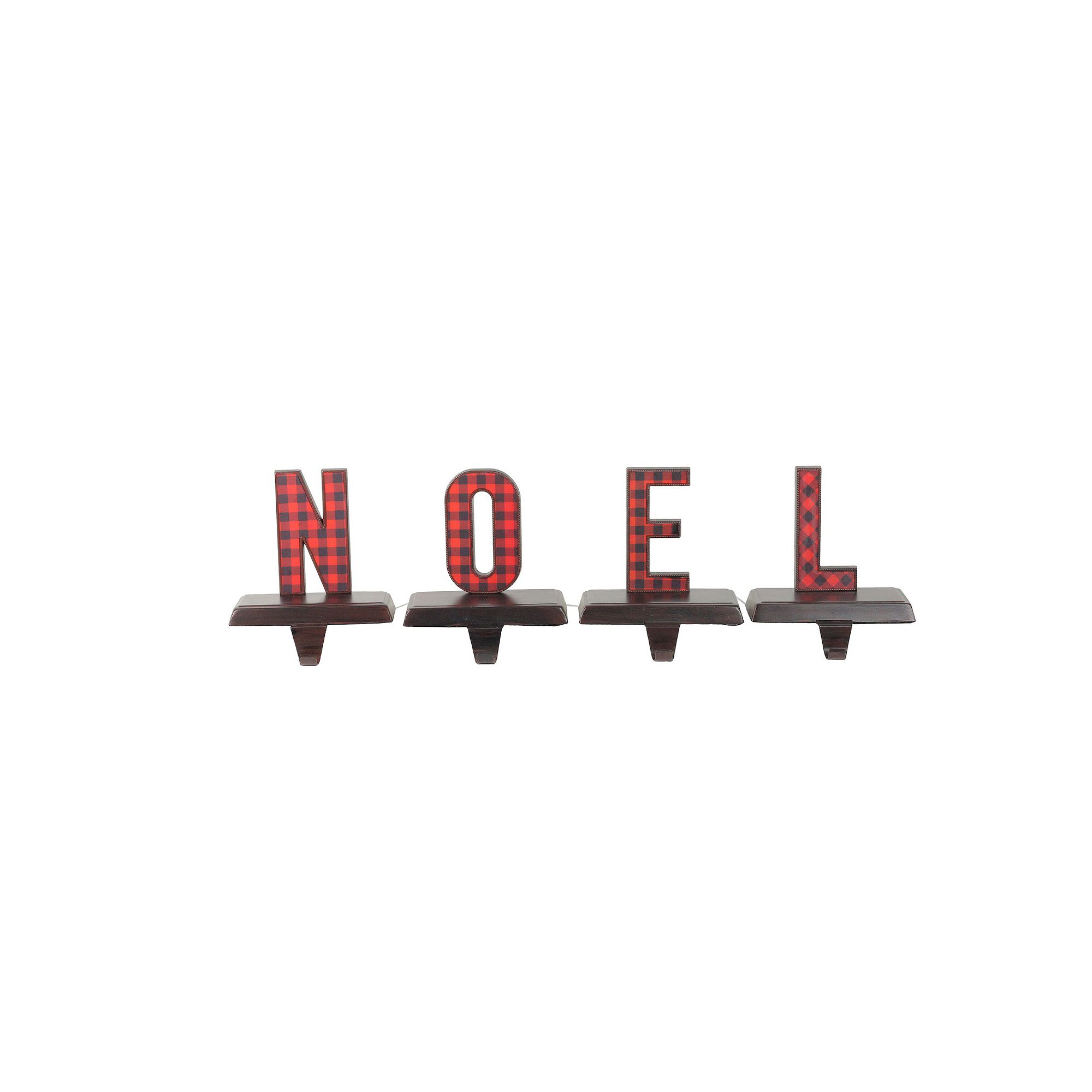 Northlight Buffalo Plaid NOEL 4-pc. Christmas Stocking Holder Set, Mul SKU:1021008 sku 1021008