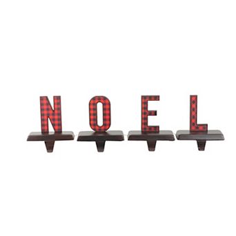 Northlight Buffalo Plaid "NOEL" 4 pc Christmas Stocking Holder Set