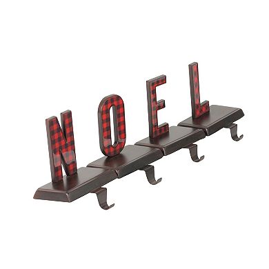 Northlight Buffalo Plaid "NOEL" 4-pc. Christmas Stocking Holder Set