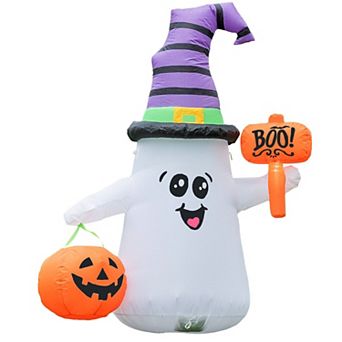 GOOSH 5FT Inflatable Halloween Cute Ghost with The Pumpkin and Built-in LEDs
