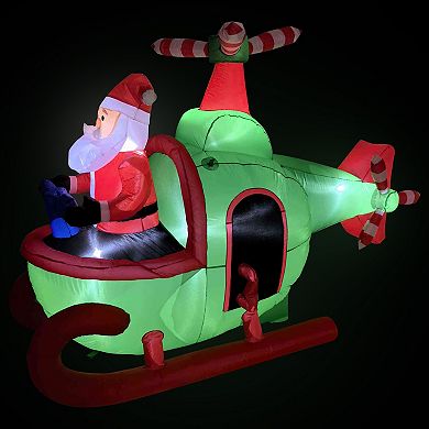 Northlight Lighted Inflatable Santa with Helicopter Outdoor Decor - 7 Feet