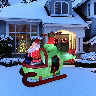 Northlight Lighted Inflatable Santa with Helicopter Outdoor Decor - 7 Feet