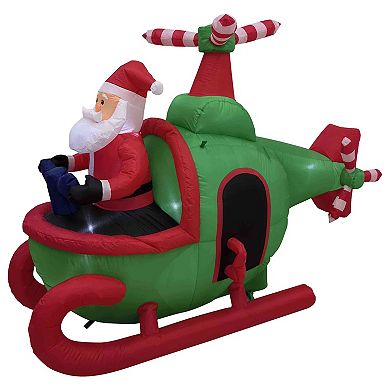 Northlight Lighted Inflatable Santa with Helicopter Outdoor Decor - 7 Feet